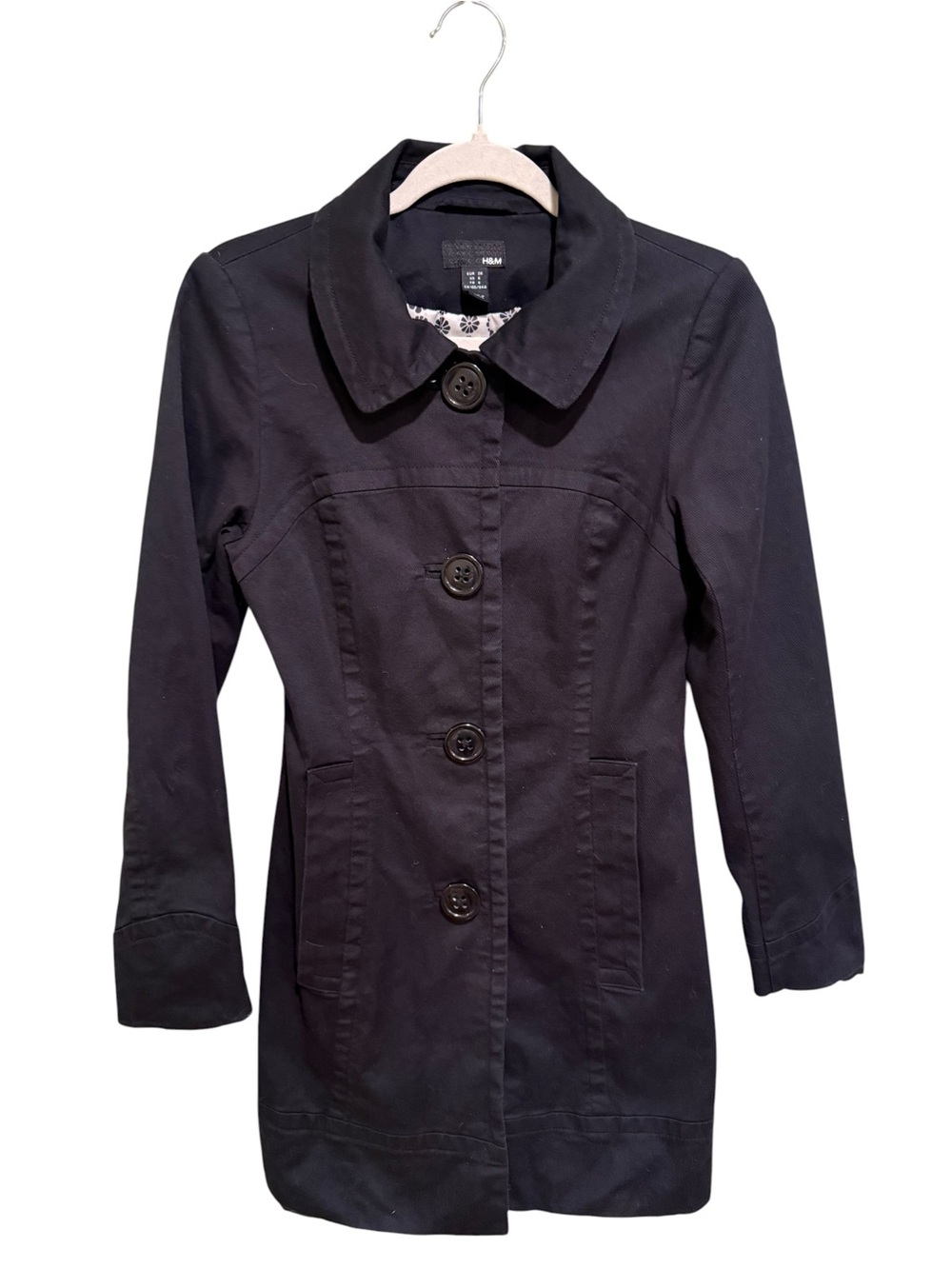 H&M Black Single-Breasted Trench Coat - Classic Cut - Worn Once! Like New!